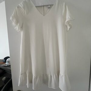 Elegant White Ruffle Sleeve Dress